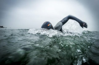 triathlon swim in a wetsuit