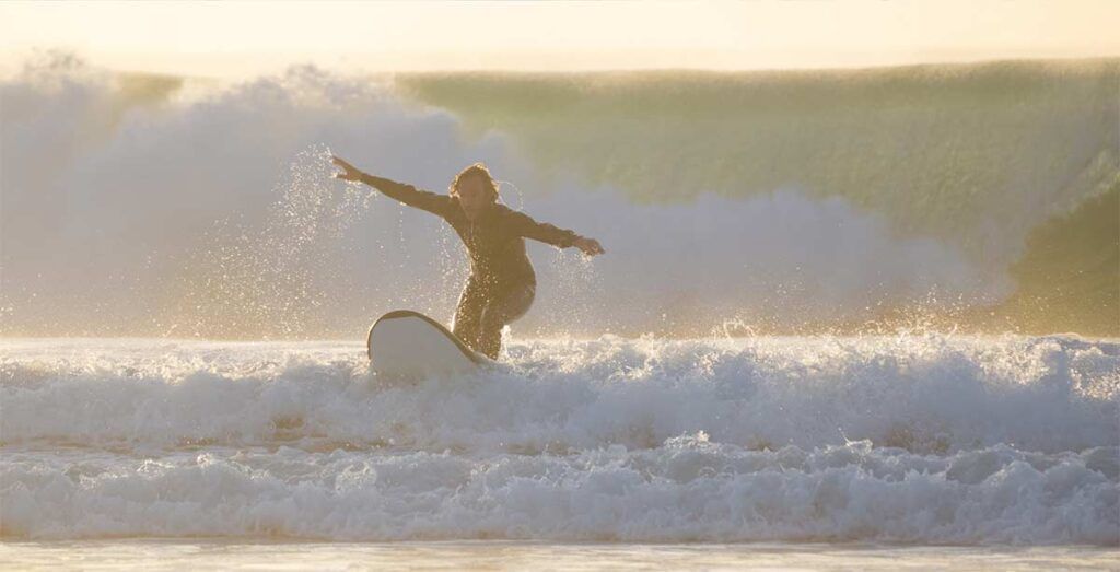 Man learning to surf