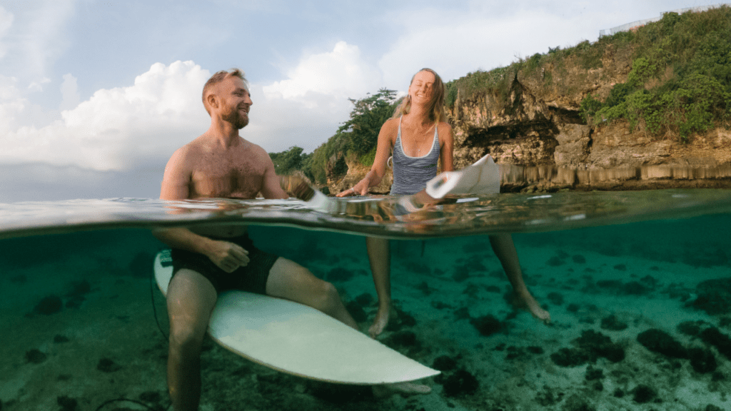 balance on a surfboard